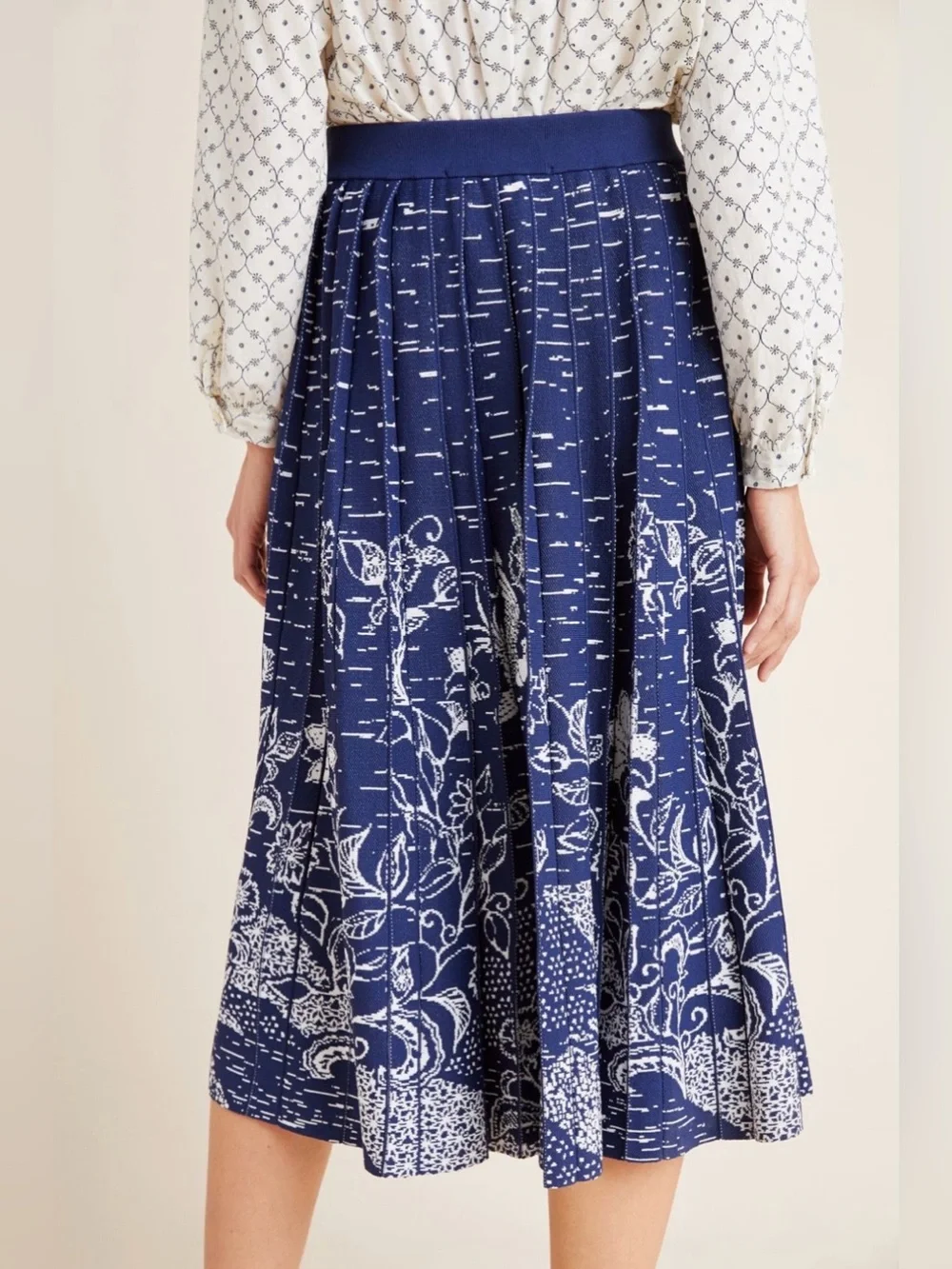 Anthropologie Haven Pleated Knit Midi Skirt